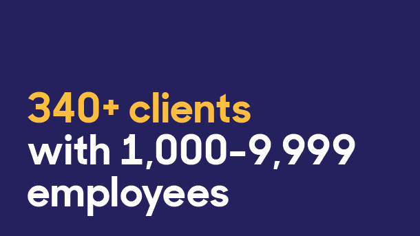 340+ clients with 1,000 to 9,999 employees